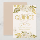 Mit Monogramm Stille Elfenbein Rose Pink Florals Einladung (Vorne/Hinten)