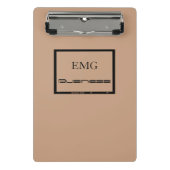 Mit Monogramm, stilvolle Schwarz und Rosa Mini Klemmbrett (Vorderseite)