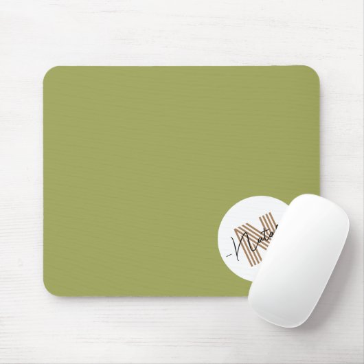 Mit Monogramm Stilvolles Design Natürliche Oliven Mousepad (Mit Mouse)