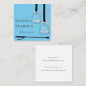 Mit Monogramm Stirrup Irons Blue Equestrian Square Quadratische Visitenkarte (Vorne/Hinten)