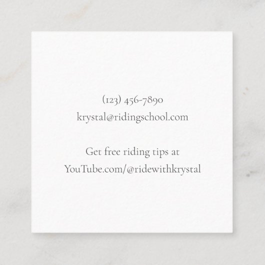 Mit Monogramm Stirrup Irons Blue Equestrian Square Quadratische Visitenkarte (Rückseite)