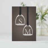 Mit Monogramm Stirrup Irons Dark Brown Reittier Dankeskarte (Stehend Vorderseite)