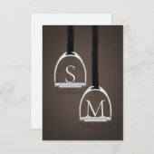 Mit Monogramm Stirrup Irons Dark Brown Reittier Dankeskarte (Vorne/Hinten)