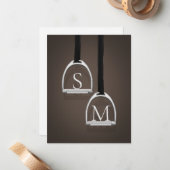 Mit Monogramm Stirrup Irons Dark Brown Reittier Mitteilungskarte (Vorderseite/Rückseite Beispiel)