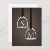 Mit Monogramm Stirrup Irons Dark Brown Reittier Mitteilungskarte (Vorne/Hinten)