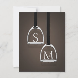 Mit Monogramm Stirrup Irons Dark Brown Reittier Mitteilungskarte