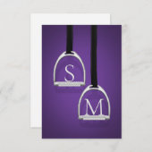 Mit Monogramm Stirrup Irons Dark Lila Reittier Dankeskarte (Vorne/Hinten)