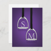 Mit Monogramm Stirrup Irons Dark Lila Reittier Mitteilungskarte (Vorne/Hinten)