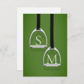 Mit Monogramm Stirrup Irons Grass Green Reittier Dankeskarte (Vorne/Hinten)