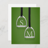 Mit Monogramm Stirrup Irons Grass Green Reittier Mitteilungskarte (Vorne/Hinten)