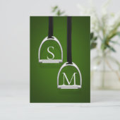 Mit Monogramm Stirrup Irons Hunter Green Reittier Dankeskarte (Stehend Vorderseite)
