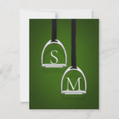 Mit Monogramm Stirrup Irons Hunter Green Reittier Mitteilungskarte (Vorderseite)
