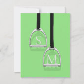 Mit Monogramm Stirrup Irons Lime Green Reittier Mitteilungskarte (Vorderseite)