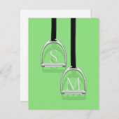 Mit Monogramm Stirrup Irons Lime Green Reittier Mitteilungskarte (Vorne/Hinten)