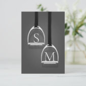 Mit Monogramm Stirrup Irons Medium Gray Reittier Dankeskarte (Stehend Vorderseite)