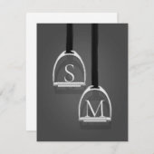 Mit Monogramm Stirrup Irons Medium Gray Reittier Mitteilungskarte (Vorne/Hinten)