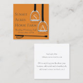 Mit Monogramm Stirrup Irons Orange Reitplatz Quadratische Visitenkarte (Vorne/Hinten)