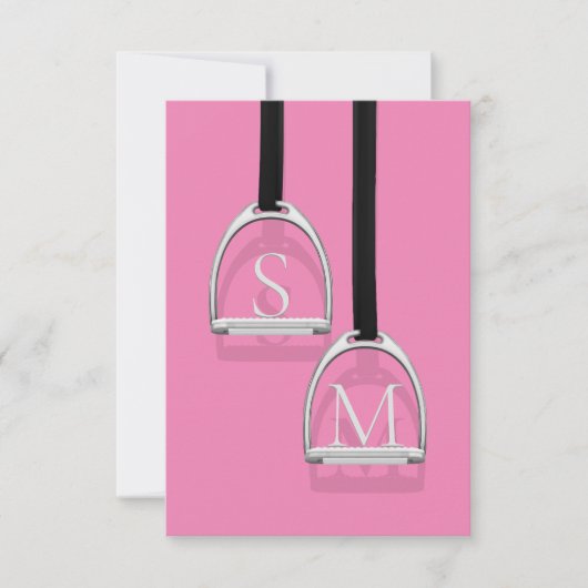 Mit Monogramm Stirrup Irons Pink Reittier Dankeskarte (Vorderseite)