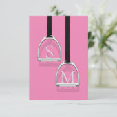 Mit Monogramm Stirrup Irons Pink Reittier Dankeskarte (Stehend Vorderseite)