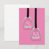 Mit Monogramm Stirrup Irons Pink Reittier Dankeskarte (Vorne/Hinten)