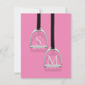Mit Monogramm Stirrup Irons Pink Reittier Mitteilungskarte (Vorderseite)