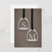 Mit Monogramm Stirrup Irons Sepia Brown Reittier Dankeskarte (Vorne/Hinten)