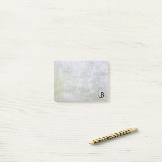 Mit Monogramm Stone Grunge Textur Post-it Klebezettel (Auf Schreibtisch)