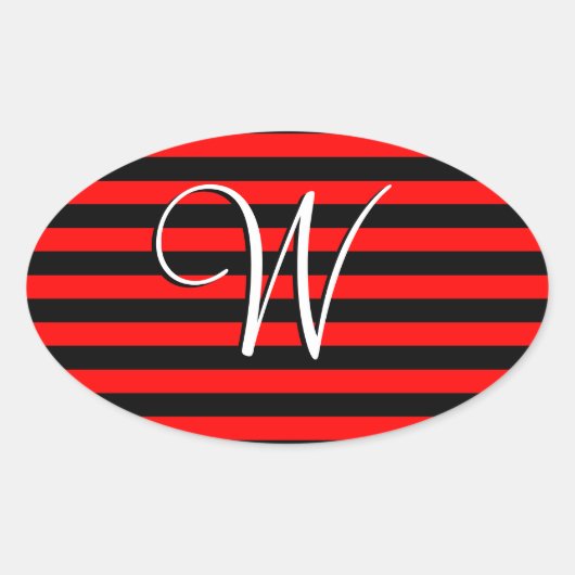 Mit Monogramm Streifen Ovaler Aufkleber (Vorderseite)