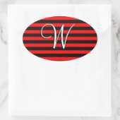 Mit Monogramm Streifen Ovaler Aufkleber (Tasche)