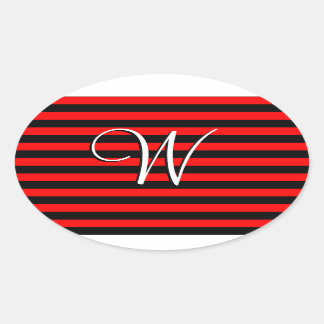 Mit Monogramm Streifen Ovaler Aufkleber