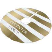 Mit Monogramm Streifen Polyester Weihnachtsbaumdecke (Schrägansicht)