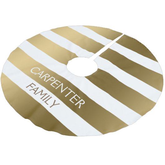 Mit Monogramm Streifen Polyester Weihnachtsbaumdecke (Schrägansicht)