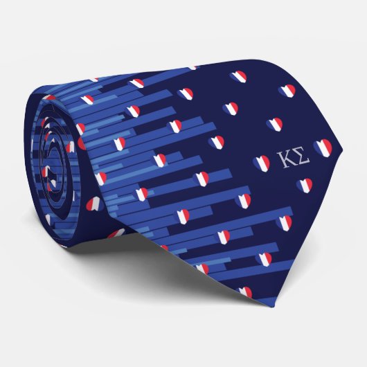 Mit Monogramm Streifen und Herz-Navy Blue Krawatte (Gerollt)