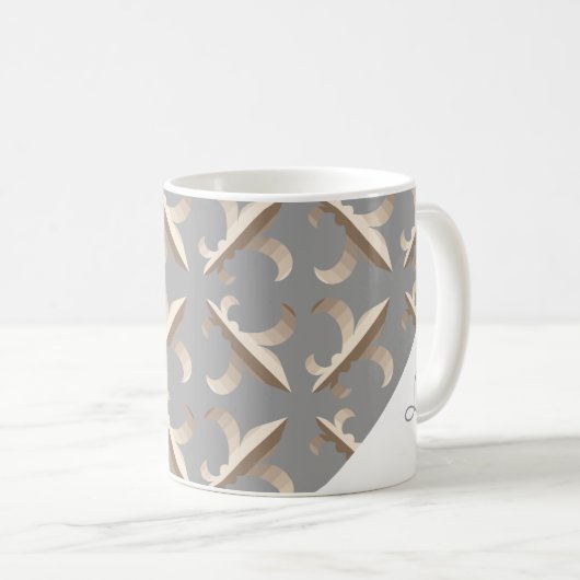 Mit Monogramm Strip-Lilie-Muster Kaffeetasse (VorderseiteRechts)