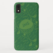 Mit Monogramm subtiles Golfer-Muster Case-Mate iPhone Hülle (Rückseite)