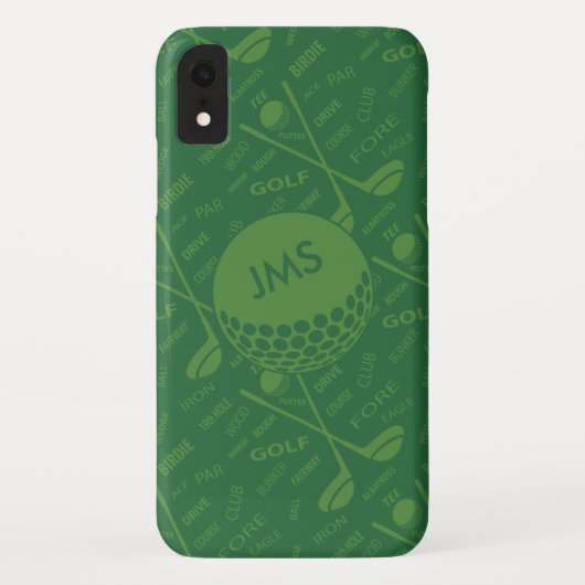Mit Monogramm subtiles Golfer-Muster Case-Mate iPhone Hülle (Rückseite)