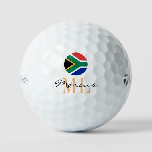 Mit Monogramm Südafrikanisches Flaggen- und Afrika Golfball (Vorderseite)