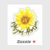 Mit Monogramm Sunflower Girl-Tag - Handgeschrieben Aufkleber (Blatt)