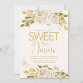 Mit Monogramm Sweet 16 Ivory Rose Pink Florals Einladung (Vorderseite)