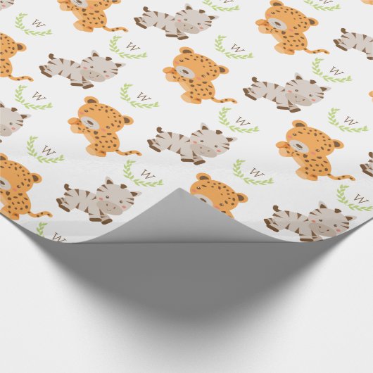 Mit Monogramm | Sweet Safari Geschenkpapier (Ecke)