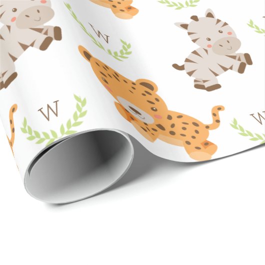 Mit Monogramm | Sweet Safari Geschenkpapier (Rolleneckpunkt)