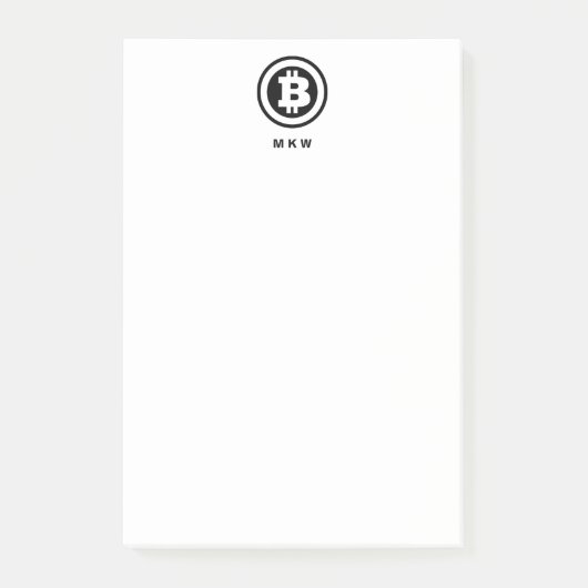 Mit Monogramm Symbol für das Schwarze Bitcoin-Logo Post-it Klebezettel (Vorderseite)