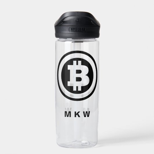 Mit Monogramm Symbol für das Schwarze Bitcoin-Logo Trinkflasche (Rückseite)