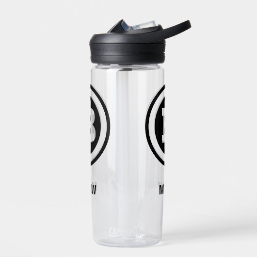 Mit Monogramm Symbol für das Schwarze Bitcoin-Logo Trinkflasche (Links)