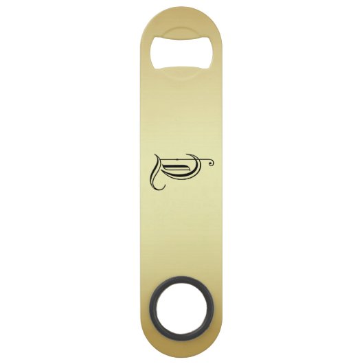 Mit Monogramm "T" goldenes glänzendes Flaschenöffn Speed Flaschenöffner (Rückseite)