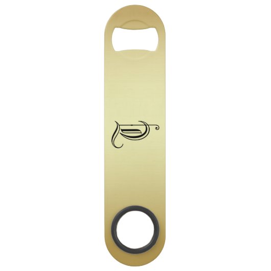 Mit Monogramm "T" goldenes glänzendes Flaschenöffn Speed Flaschenöffner (Vorderseite)