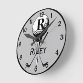 Mit Monogramm T-Shirt Runde Wanduhr (Winkel)