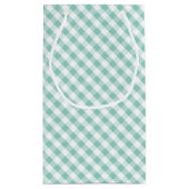 Mit Monogramm tadelloses grünes Gingham-Muster Kleine Geschenktüte (Rückseite)
