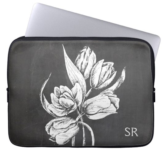 Mit Monogramm Tafeltulpen des Chic Laptopschutzhülle (Vorderseite)