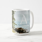 Mit Monogramm Tahoe Seen Wasserfarbenwelt Landscha Kaffeetasse (VorderseiteRechts)